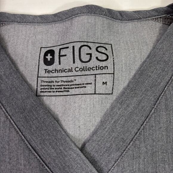Figs Gray V-Neck Technical Collection Medical Scrubs Shirt Size Medium NN0772 - Picture 6 of 8